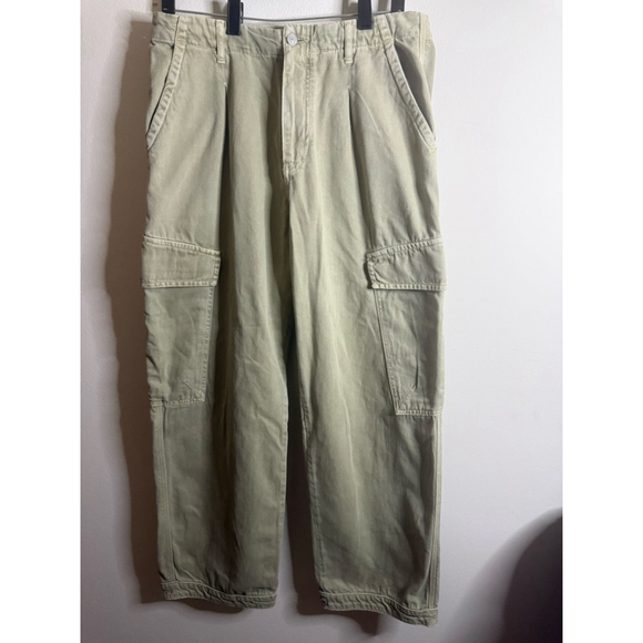 Women's Free People Green Wide Barrel Leg Cargo Pants Size 8 - Picture 2 of 8